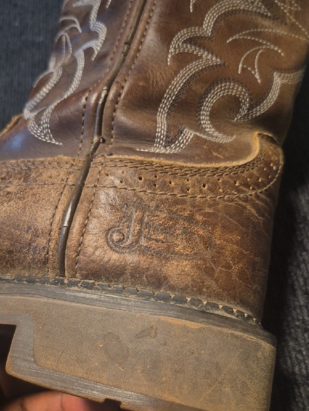 Justin Boots Brown Distressed Leather Western Work Boots - Picture 7 of 11